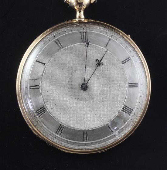 A 19th century French gold keywind hour? repeating pocket watch,